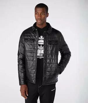 Кожаная стеганая куртка Karl Lagerfeld, черный