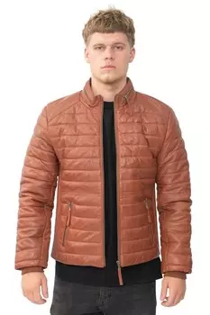 Кожаная стеганая куртка-пуховик таллинн Infinity Leather, коричневый