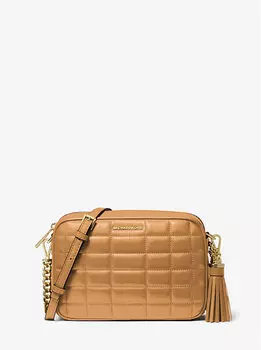 Кожаная стеганая сумка через плечо Jet Set среднего размера Michael Kors, бежевый