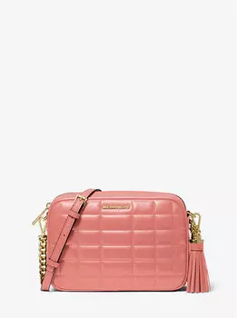 Кожаная стеганая сумка через плечо Jet Set среднего размера Michael Kors, розовый