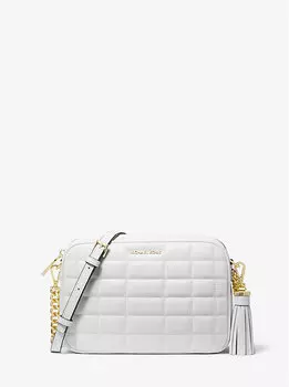 Кожаная стеганая сумка через плечо Jet Set среднего размера Michael Kors, белый
