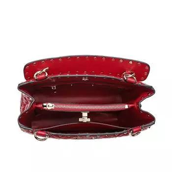 Кожаная стеганая сумка на плечо Tiffany & Fred с заклепками, красный