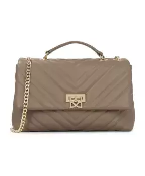 Кожаная стеганая сумка с цепочкой Kazar, бежевый