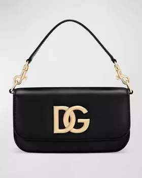 Кожаная сумка 3.5 с клапаном и верхней ручкой Dolce&Gabbana, цвет Nero