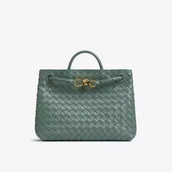 Кожаная сумка andiamo среднего размера с верхней ручкой Bottega Veneta, цвет trave-m brass-trave
