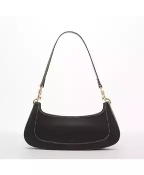 Кожаная сумка-багет мини 90-х черная через плечо клатч Y2K подмышечная модная женская сумка SUSU, черный