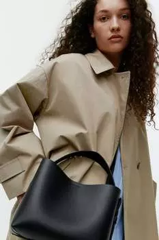 Кожаная сумка через плечо Arket, черный