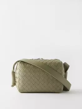 Кожаная сумка через плечо avenue intrecciato Bottega Veneta, зеленый