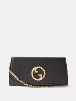Кожаная сумка через плечо blondie с бляшкой gg Gucci, черный