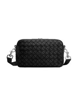 Кожаная сумка через плечо Borsa Bottega Veneta, черный
