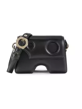 Кожаная сумка через плечо Burrow 22 Off-White, черный