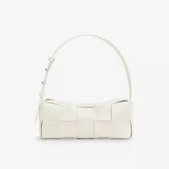 Кожаная сумка через плечо Cassette Intrecciato Bottega Veneta, белый