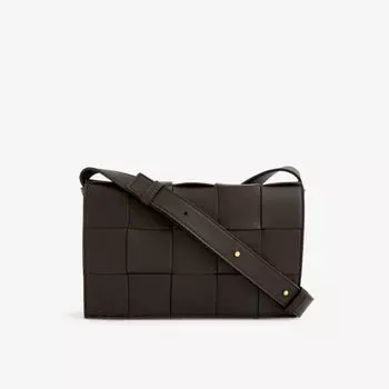 Кожаная сумка через плечо Cassette intrecciato Bottega Veneta, желтый
