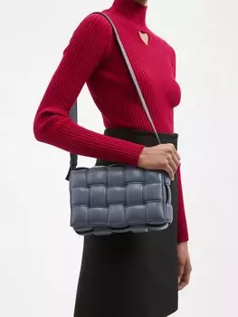 Кожаная сумка через плечо cassette intrecciato Bottega Veneta, серый