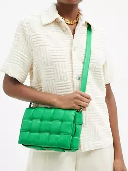 Кожаная сумка через плечо cassette intrecciato Bottega Veneta, зеленый