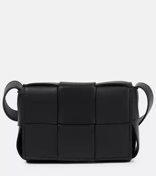 Кожаная сумка через плечо Cassette Mini Bottega Veneta, черный