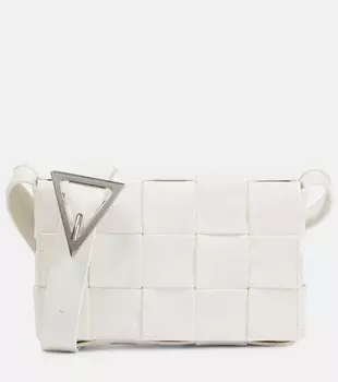 Кожаная сумка через плечо Cassette Mini Bottega Veneta, белый