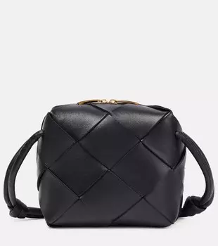 Кожаная сумка через плечо Cassette Mini Bottega Veneta, черный
