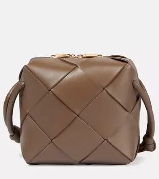 Кожаная сумка через плечо Cassette Mini Bottega Veneta, серый