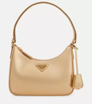 Кожаная сумка через плечо Cleo Mini Prada, Platino