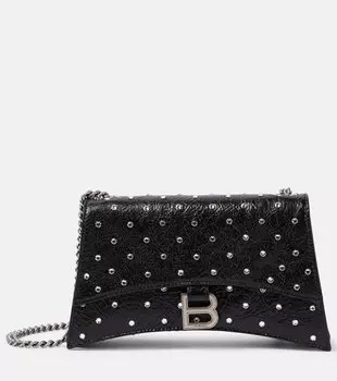 Кожаная сумка через плечо crush xs с декором Balenciaga, черный