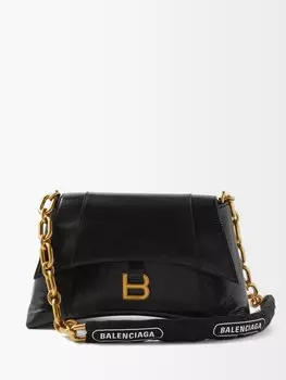 Кожаная сумка через плечо downtown s с цепочкой Balenciaga, черный