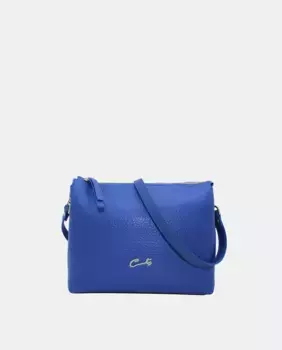 Кожаная сумка через плечо Emotion на молнии Cats, синий