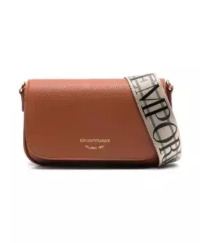 Кожаная сумка через плечо Emporio Armani, коричневый