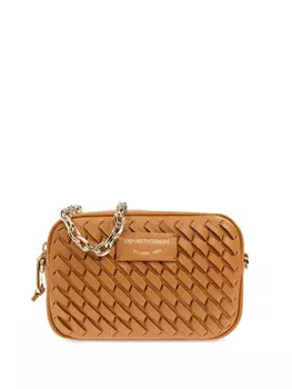 Кожаная сумка через плечо Emporio Armani, коричневый