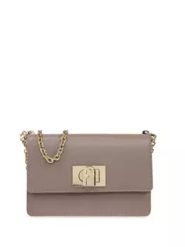 Кожаная сумка через плечо Furla, серый