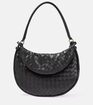 Кожаная сумка через плечо gemelli среднего размера Bottega Veneta, черный