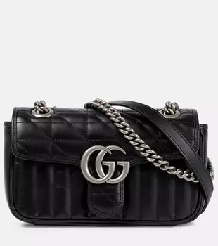 Кожаная сумка через плечо GG Marmont Mini Gucci, черный