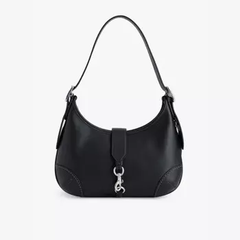Кожаная сумка через плечо Hamptons Hobo Coach, черный