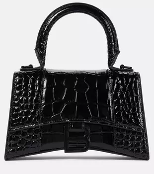 Кожаная сумка через плечо Hourglass XS Balenciaga, черный