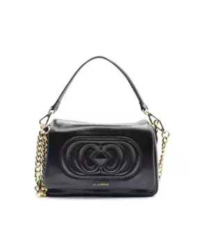 Кожаная сумка через плечо Iconic с механической застежкой. La Carrie, черный