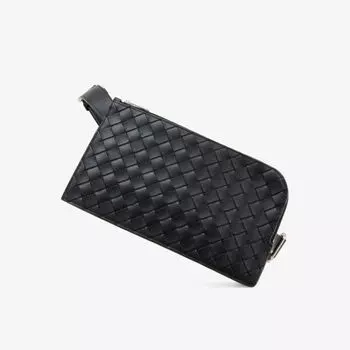 Кожаная сумка через плечо Intrecciato Bottega Veneta, черный