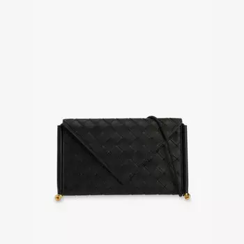 Кожаная сумка через плечо Intrecciato Bottega Veneta, черный