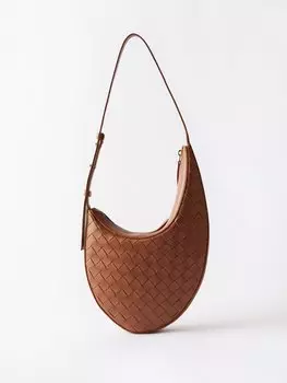 Кожаная сумка через плечо intrecciato Bottega Veneta, коричневый