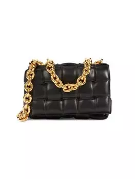 Кожаная сумка через плечо Intrecciato Cassette Bottega Veneta, черный