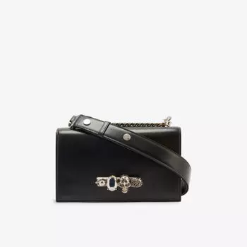 Кожаная сумка через плечо Jeweled Satchel Alexander Mcqueen, черный