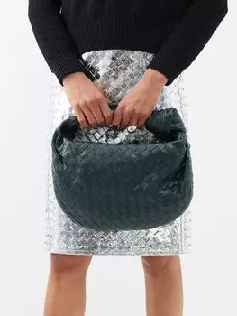 Кожаная сумка через плечо jodie teen intrecciato Bottega Veneta, зеленый