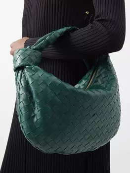 Кожаная сумка через плечо jodie teen intrecciato Bottega Veneta, зеленый