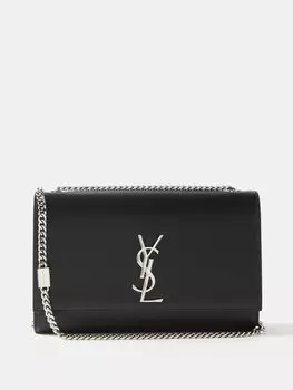 Кожаная сумка через плечо kate среднего размера с логотипом ysl Saint Laurent, черный