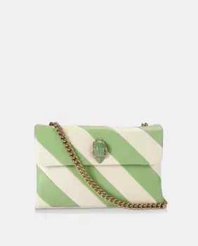 Кожаная сумка через плечо Kensington в полоску среднего размера Kurt Geiger, зеленый