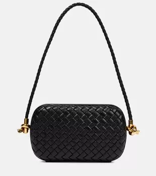 Кожаная сумка через плечо Knot Mini Bottega Veneta, черный