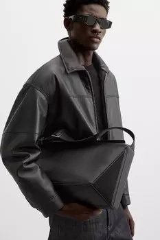 Кожаная сумка через плечо l ZARA, черный