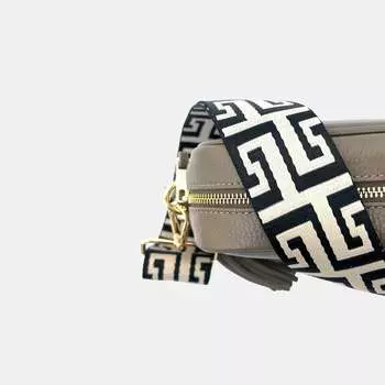 Кожаная сумка через плечо Latte с черным ремешком Maze Apatchy London, цвет Taupe