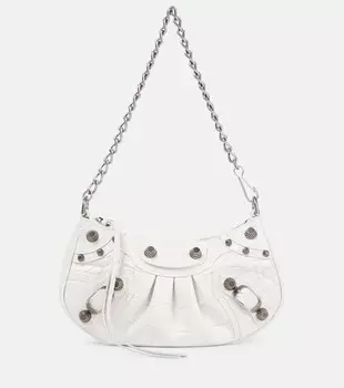 Кожаная сумка через плечо Le Cagole Mini Balenciaga, белый