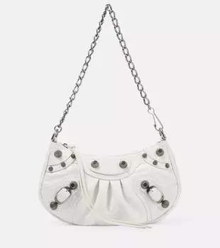 Кожаная сумка через плечо Le Cagole Mini Balenciaga, белый