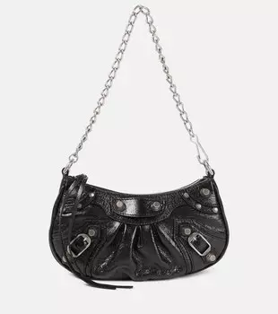 Кожаная сумка через плечо Le Cagole Mini Balenciaga, черный